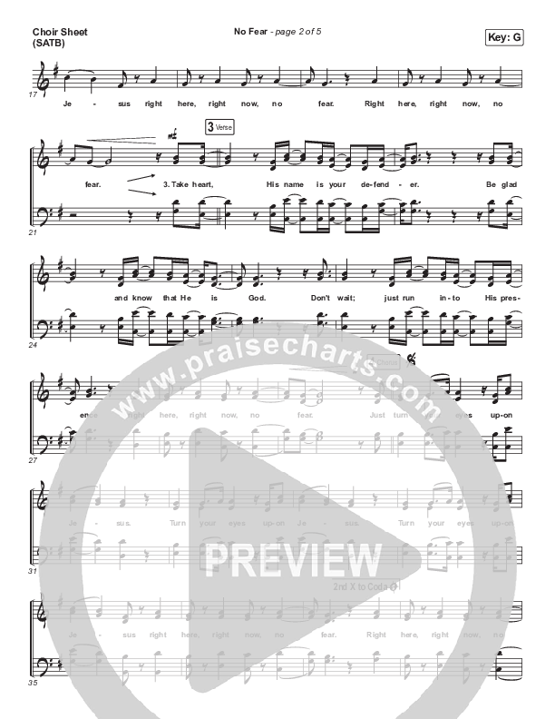 No Fear Choir Sheet (SATB) (Kari Jobe)