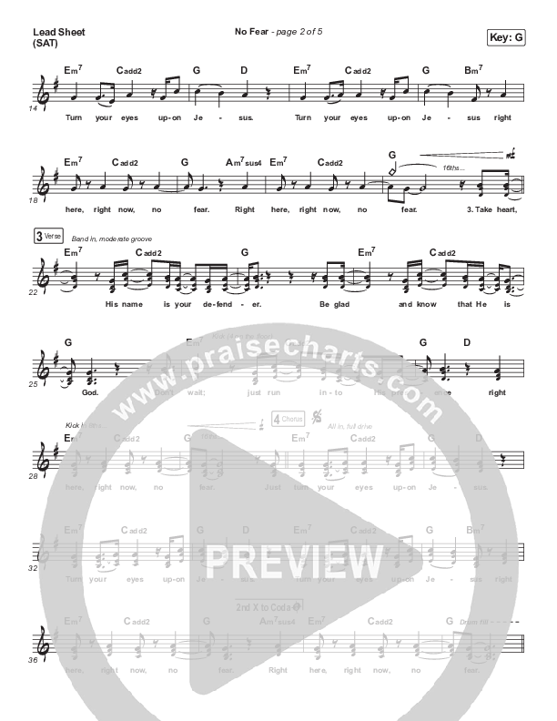 No Fear Lead Sheet (SAT) (Kari Jobe)