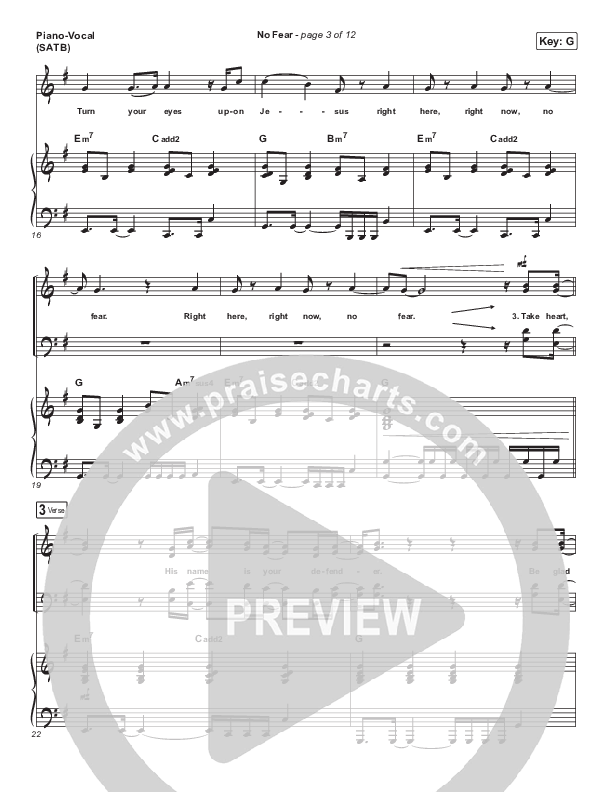 No Fear Piano/Vocal (SATB) (Kari Jobe)