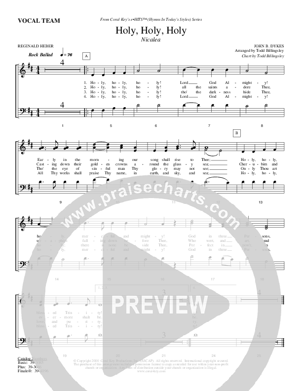 Holy Holy Holy Choir Sheet (Todd Billingsley)