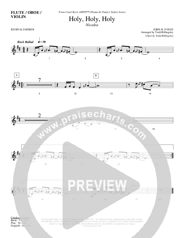 Holy Holy Holy Flute/Oboe (Todd Billingsley)