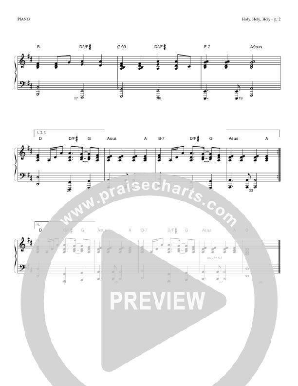 Holy Holy Holy Piano Sheet (Todd Billingsley)