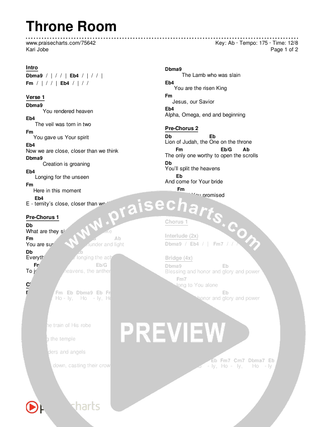 Throne Room Chords & Lyrics (Kari Jobe)