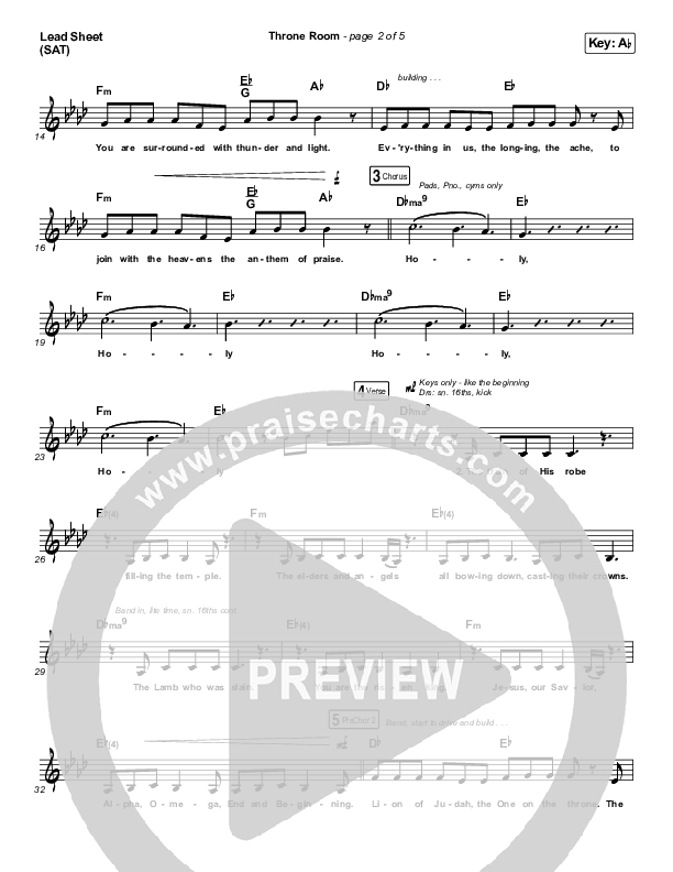 Throne Room Lead Sheet (SAT) (Kari Jobe)