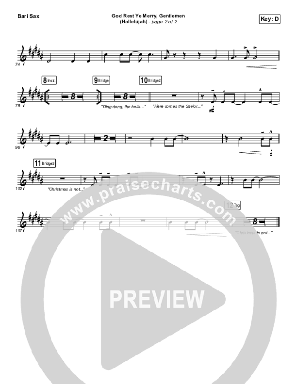 God Rest Ye Merry Gentlemen (Hallelujah) Bari Sax (Rend Collective / We The Kingdom)