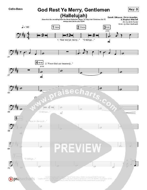 God Rest Ye Merry Gentlemen (Hallelujah) Cello/Bass (Rend Collective / We The Kingdom)