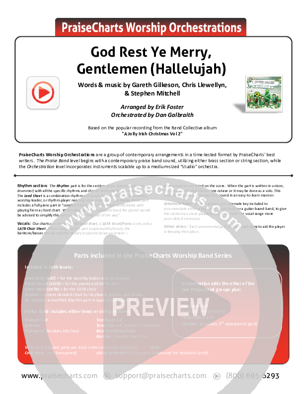 God Rest Ye Merry Gentlemen (Hallelujah) Cover Sheet (Rend Collective / We The Kingdom)