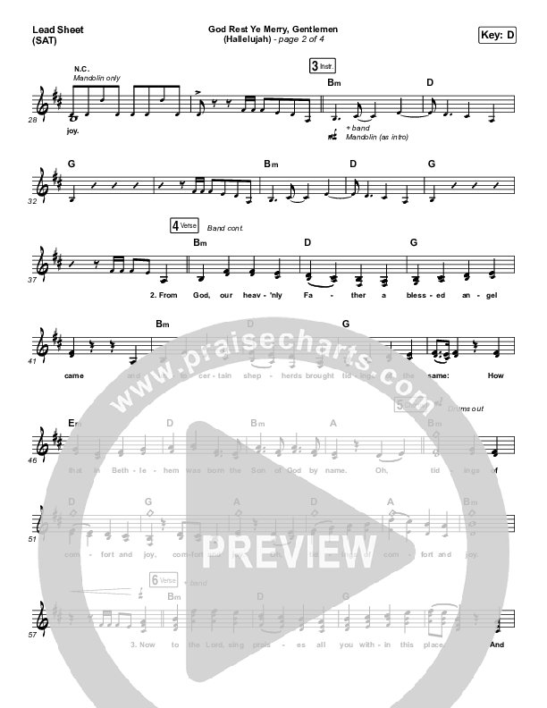 God Rest Ye Merry Gentlemen (Hallelujah) Lead Sheet (SAT) (Rend Collective / We The Kingdom)