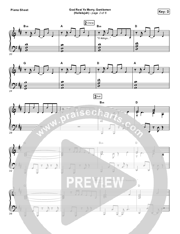 God Rest Ye Merry Gentlemen (Hallelujah) Piano Sheet (Rend Collective / We The Kingdom)