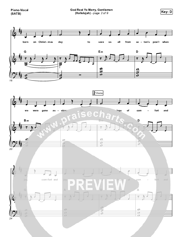 God Rest Ye Merry Gentlemen (Hallelujah) Piano/Vocal (SATB) (Rend Collective / We The Kingdom)