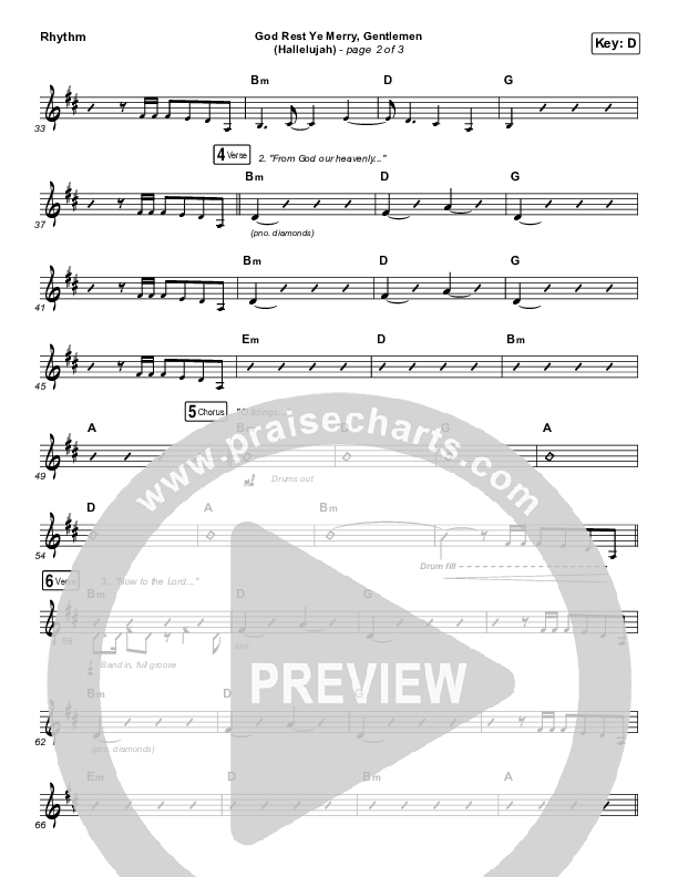 God Rest Ye Merry Gentlemen (Hallelujah) Rhythm Chart (Rend Collective / We The Kingdom)