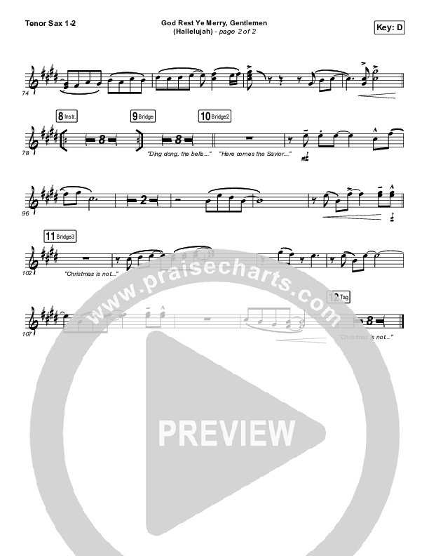 God Rest Ye Merry Gentlemen (Hallelujah) Tenor Sax 1/2 (Rend Collective / We The Kingdom)