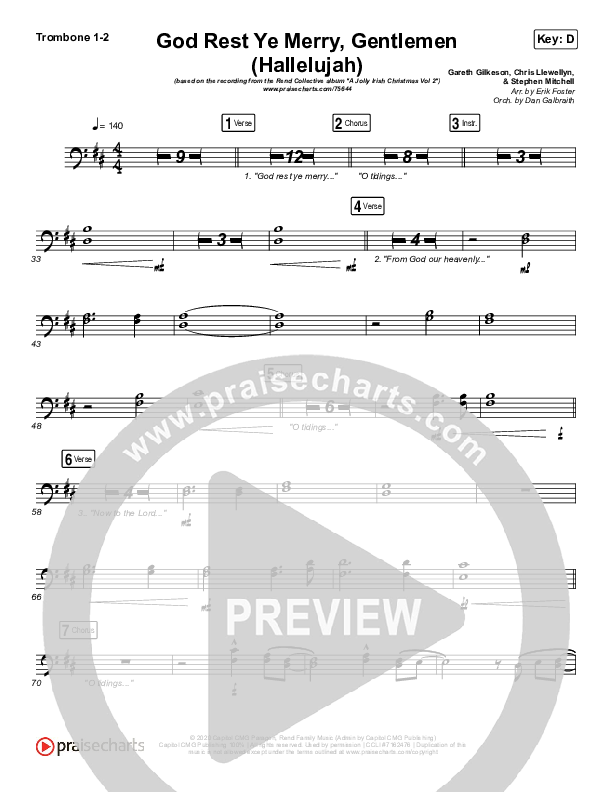 God Rest Ye Merry Gentlemen (Hallelujah) Trombone 1/2 (Rend Collective / We The Kingdom)