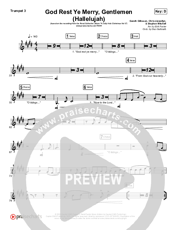 God Rest Ye Merry Gentlemen (Hallelujah) Trumpet 3 (Rend Collective / We The Kingdom)