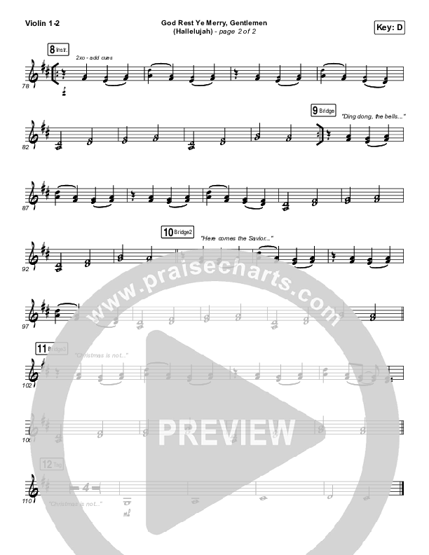 God Rest Ye Merry Gentlemen (Hallelujah) Violin 1/2 (Rend Collective / We The Kingdom)