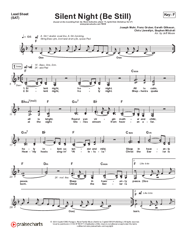Silent Night (Be Still) Lead Sheet (SAT) (Rend Collective)