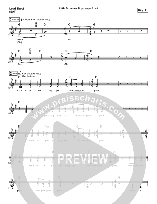 Little Drummer Boy Lead Sheet (SAT) (Rend Collective / We Are Messengers)