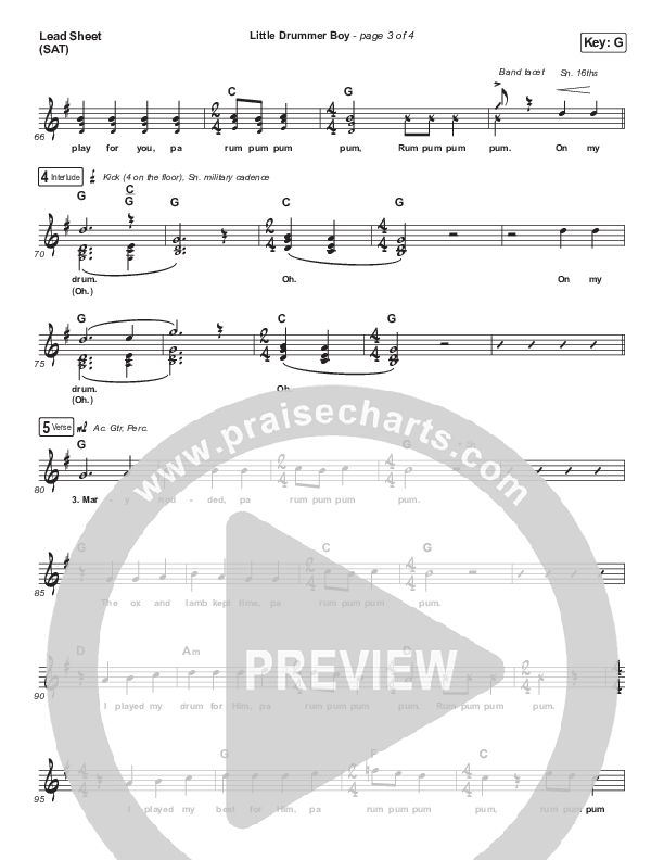 Little Drummer Boy Lead Sheet (SAT) (Rend Collective / We Are Messengers)