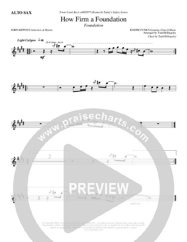 How Firm A Foundation Alto Sax (Todd Billingsley)