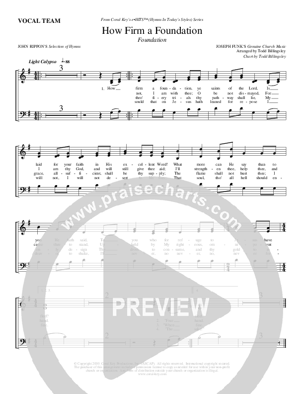 How Firm A Foundation Choir Sheet (Todd Billingsley)
