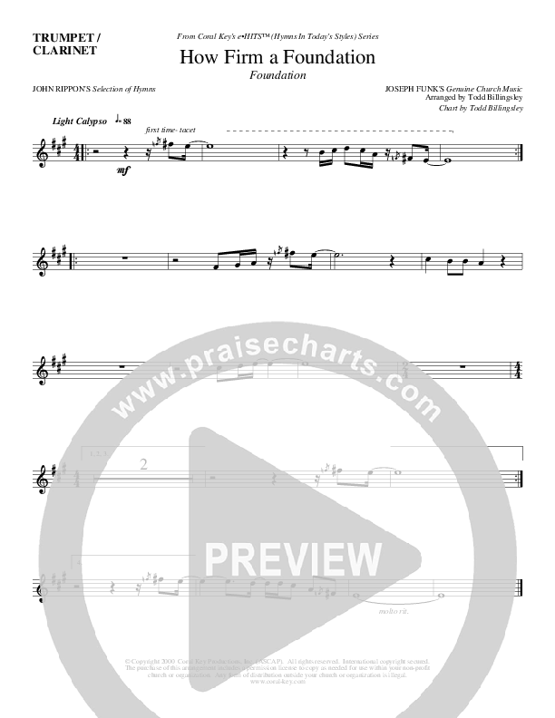 How Firm A Foundation Clarinet (Todd Billingsley)