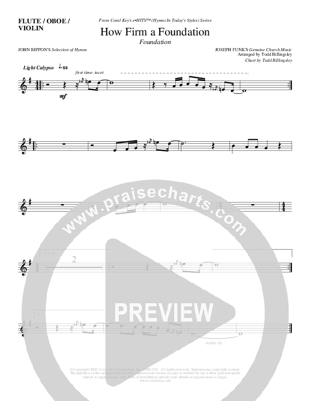 How Firm A Foundation Flute/Oboe (Todd Billingsley)