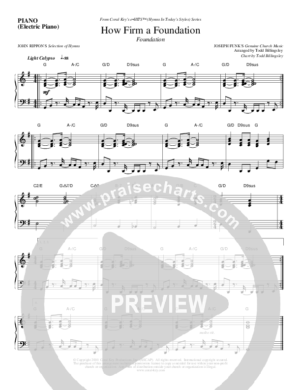 How Firm A Foundation Piano Sheet (Todd Billingsley)
