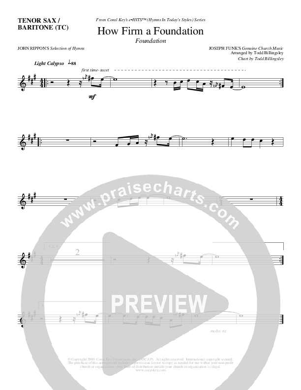 How Firm A Foundation Tenor Sax/Baritone T.C. (Todd Billingsley)