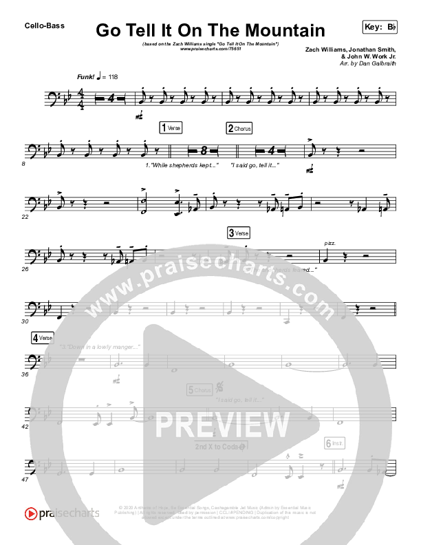 Go Tell It On The Mountain Cello/Bass (Zach Williams)