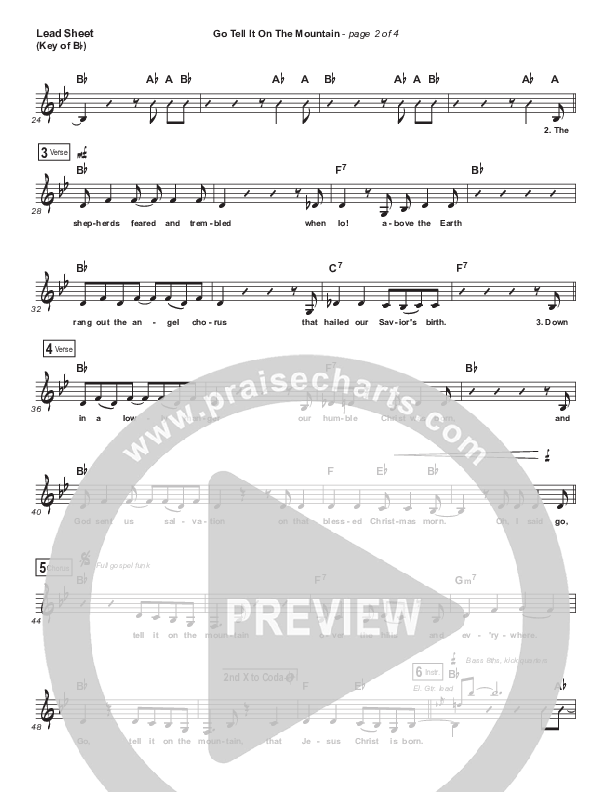 Go Tell It On The Mountain Lead Sheet (Melody) (Zach Williams)