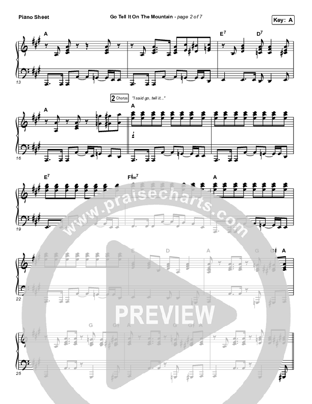Go Tell It On The Mountain Piano Sheet (Zach Williams)