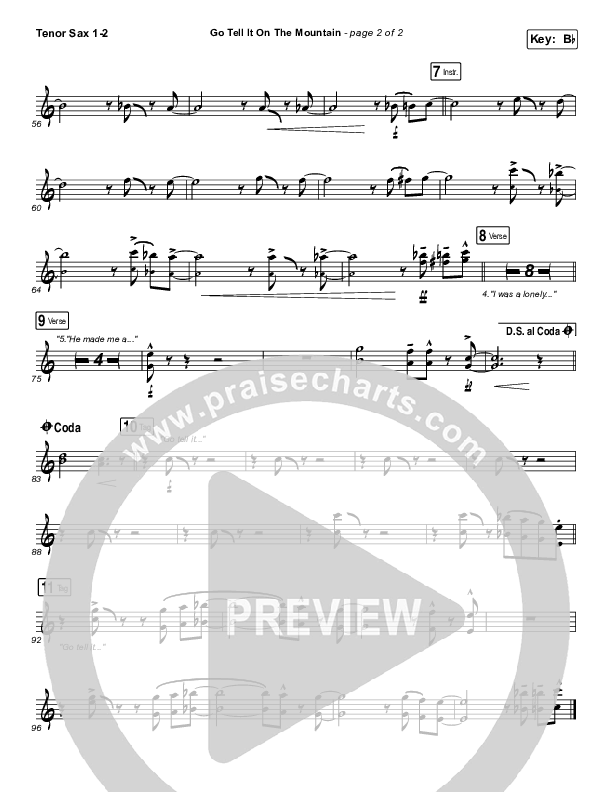 Go Tell It On The Mountain Tenor Sax 1/2 (Zach Williams)