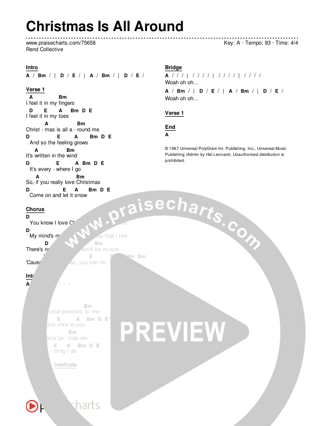 Christmas Is All Around Chords & Lyrics (Rend Collective)