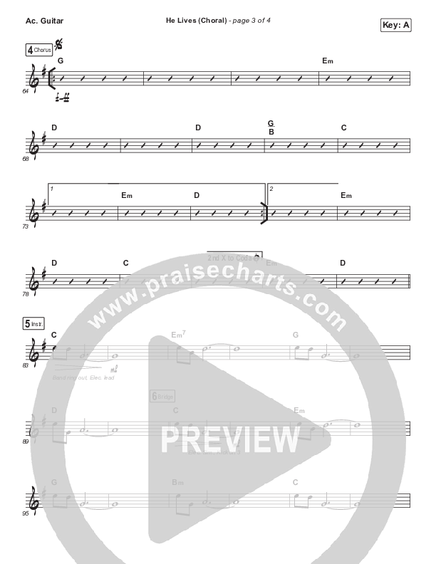 He Lives (Choral Anthem SATB) Acoustic Guitar (Church Of The City / Arr. Luke Gambill)