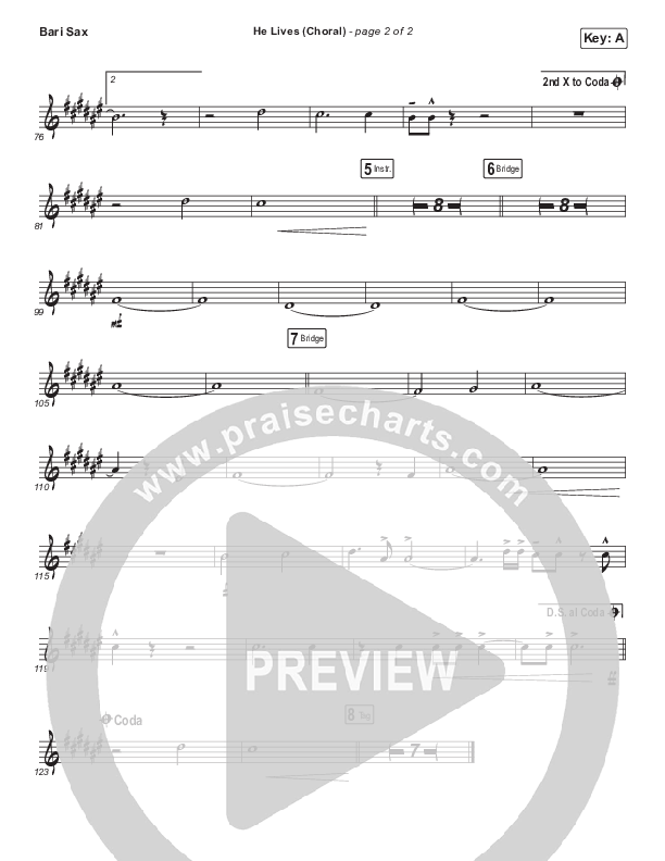 He Lives (Choral Anthem SATB) Bari Sax (Church Of The City / Arr. Luke Gambill)