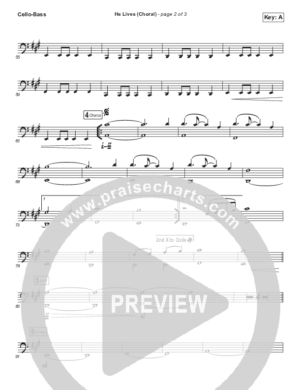 He Lives (Choral Anthem SATB) Cello/Bass (Church Of The City / Arr. Luke Gambill)