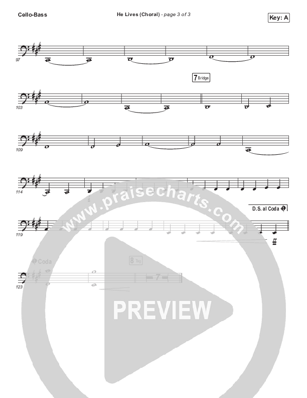 He Lives (Choral Anthem SATB) Cello/Bass (Church Of The City / Arr. Luke Gambill)