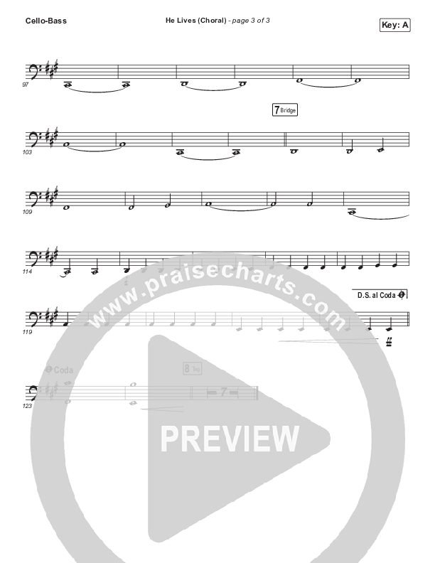 He Lives (Choral Anthem SATB) Cello/Bass (Church Of The City / Arr. Luke Gambill)