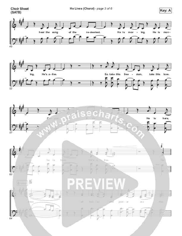 He Lives (Choral Anthem SATB) Choir Sheet (SATB) (Church Of The City / Arr. Luke Gambill)