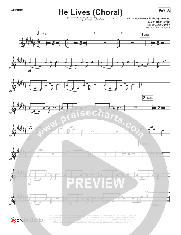 He Lives (Choral Anthem SATB) Wind Pack (Church Of The City / Arr. Luke Gambill)