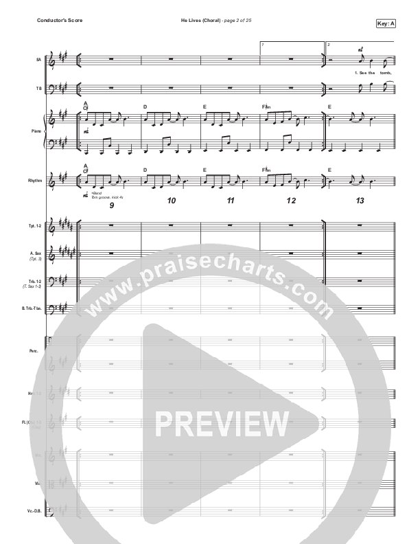 He Lives (Choral Anthem SATB) Conductor's Score (Church Of The City / Arr. Luke Gambill)