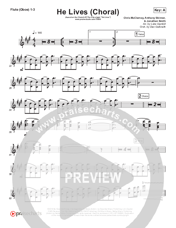 He Lives (Choral Anthem SATB) Wind Pack (Church Of The City / Arr. Luke Gambill)