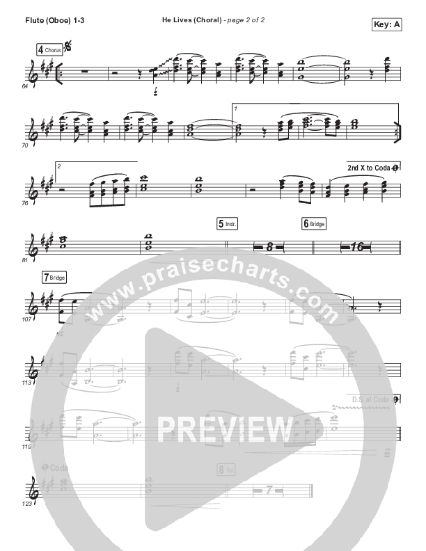 He Lives (Choral Anthem SATB) Flute/Oboe 1/2/3 (Church Of The City / Arr. Luke Gambill)