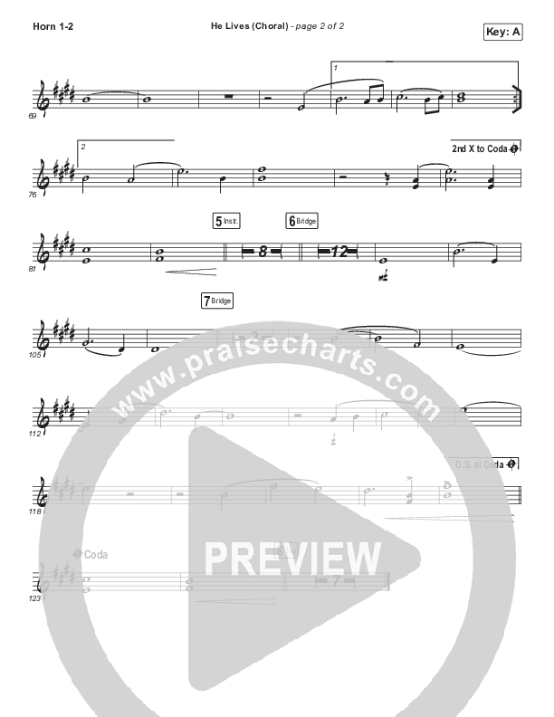 He Lives (Choral Anthem SATB) French Horn 1/2 (Church Of The City / Arr. Luke Gambill)