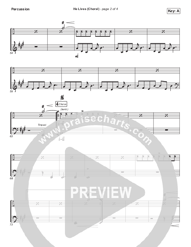 He Lives (Choral Anthem SATB) Percussion (Church Of The City / Arr. Luke Gambill)