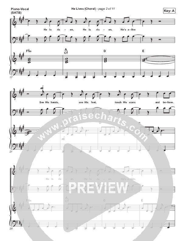 He Lives (Choral Anthem SATB) Piano/Vocal (SATB) (Church Of The City / Arr. Luke Gambill)