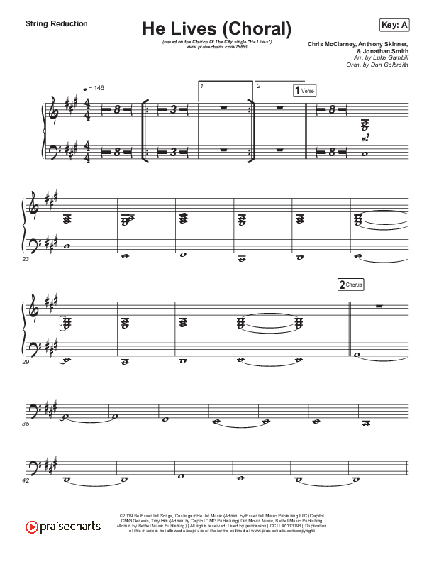 He Lives (Choral Anthem SATB) String Pack (Church Of The City / Arr. Luke Gambill)