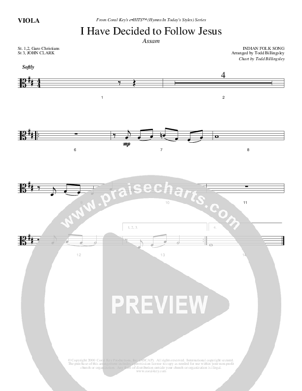 I Have Decided To Follow Jesus Viola (Todd Billingsley)