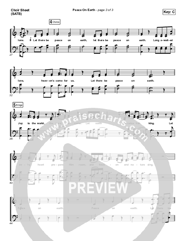 Peace On Earth Choir Sheet (SATB) (Austin French)