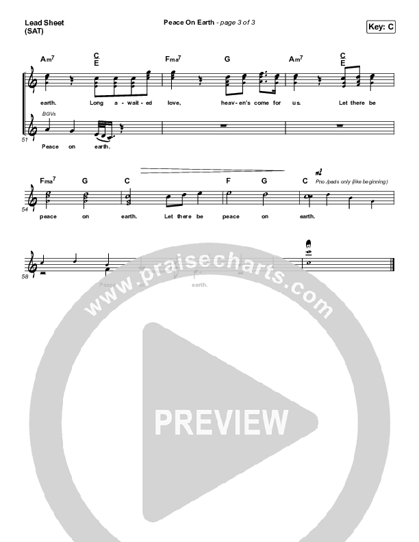 Peace On Earth Lead Sheet (SAT) (Austin French)